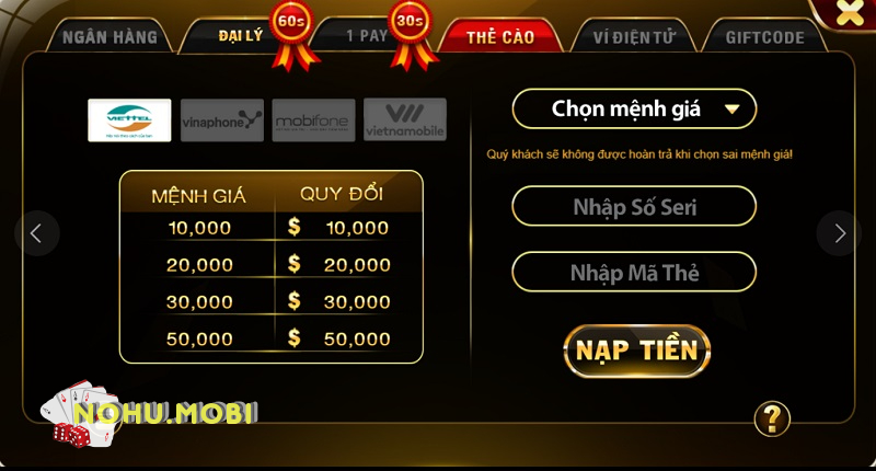 Các bước nạp tiền đơn giản tại cổng game đánh bài You88