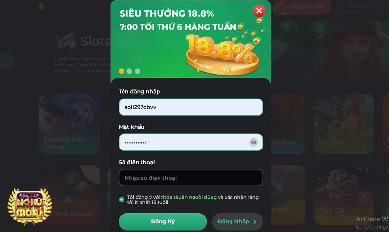 Biểu mẫu đăng ký tài khoản cá cược chính chủ tại nhà cái online