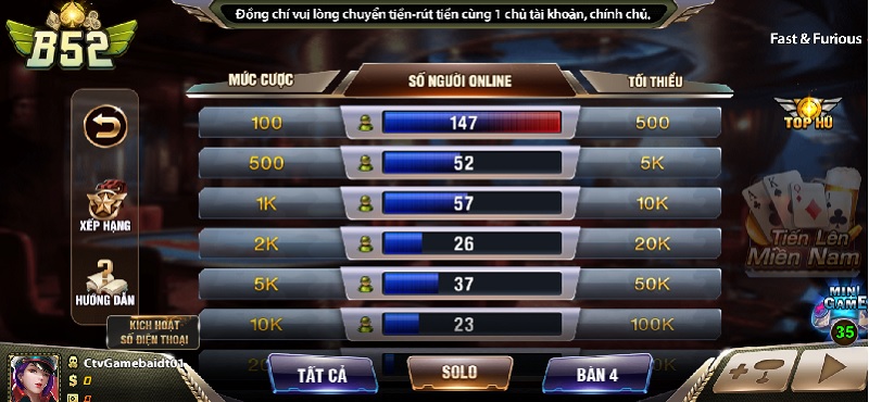 Cách thức truy cập game bài tiến lên miền nam B52 Club