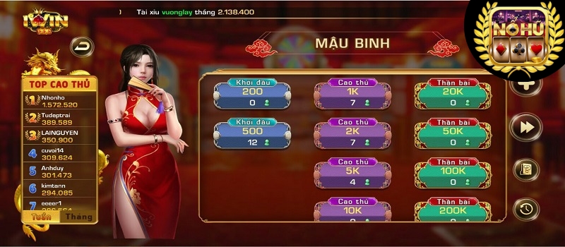 Các phòng cược Mậu Binh Iwin Club